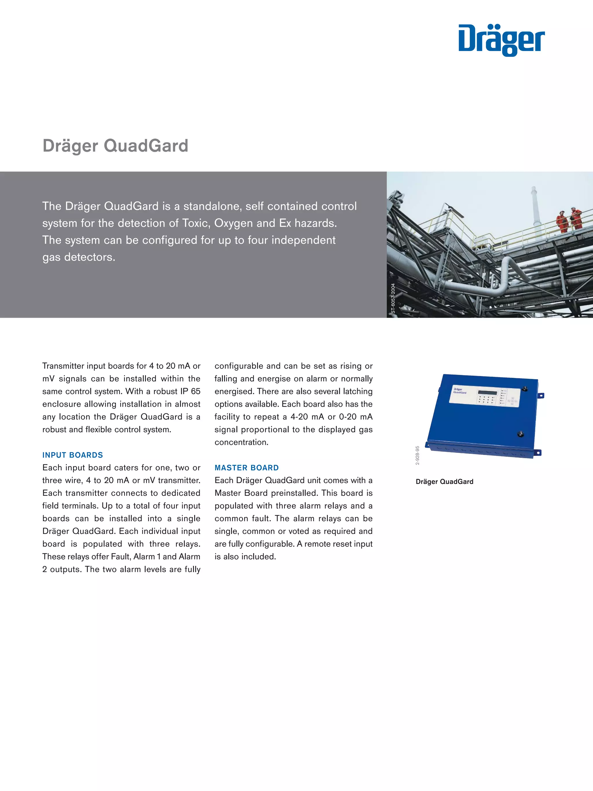 Drager QuadGard Fixed Gas Detector Control System Spec Sheet PDF