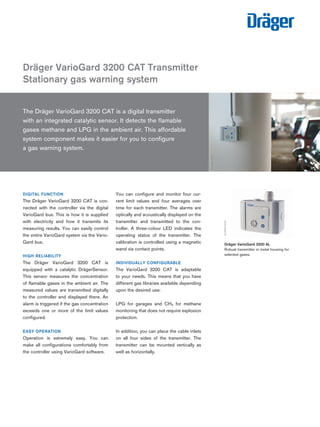 Variogard Drager Variogard 3200 CAT Fixed Gas Detector - Spec Sheet | PDF
