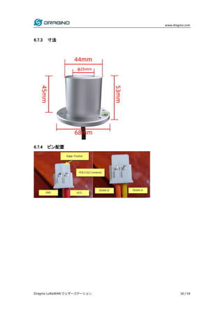 www.dragino.com
Dragino LoRaWAN ウェザーステーション 50 / 59
6.7.3 寸法
6.7.4 ピン配置
 