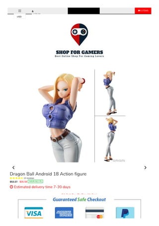  0 ITEMS
LOG IN
Sale Ends Once The Timer Hits Zero!
Item Type: Model
Gender: Unisex
Size: Other
Mfg Series Number: Model
Remote Control: No
Version Type: Remastered Version
Dragon Ball Android 18 Action figure
     13 reviews
$53.37 $35.58 SAVE $17.79
 Estimated delivery time 7-30 days
USD
 