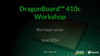 Pre-Hack series
June 2016
DragonBoard™ 410c
Workshop
Author: Robert Wolff
 