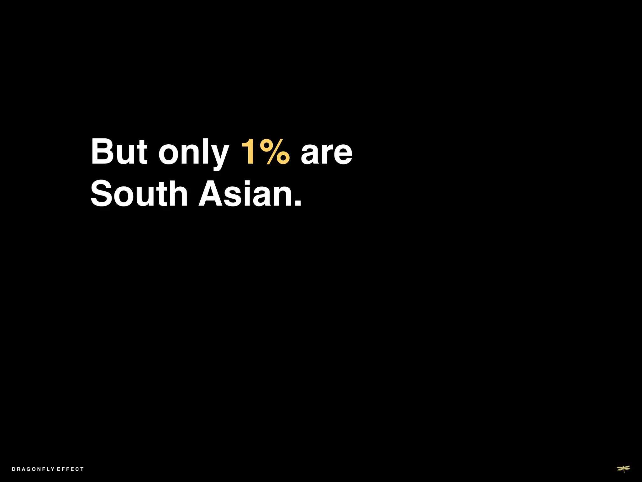 But only 1% are 
                   South Asian.!




DRAGONFLY EFFECT   !
 