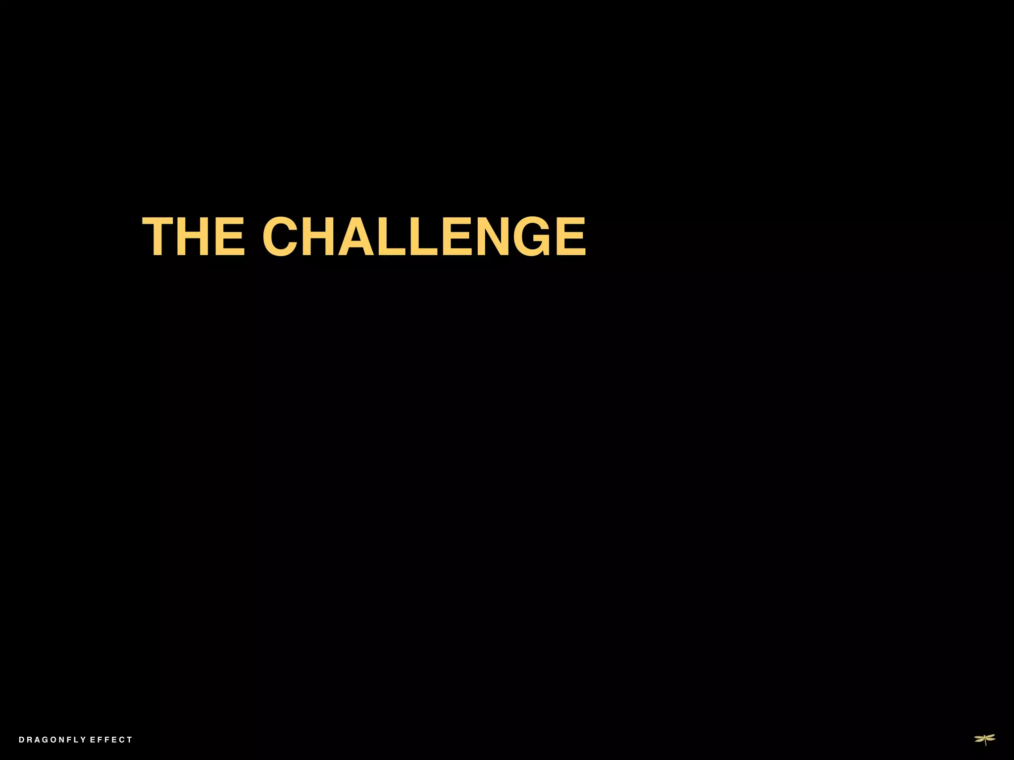 THE CHALLENGE	





DRAGONFLY EFFECT   !
 