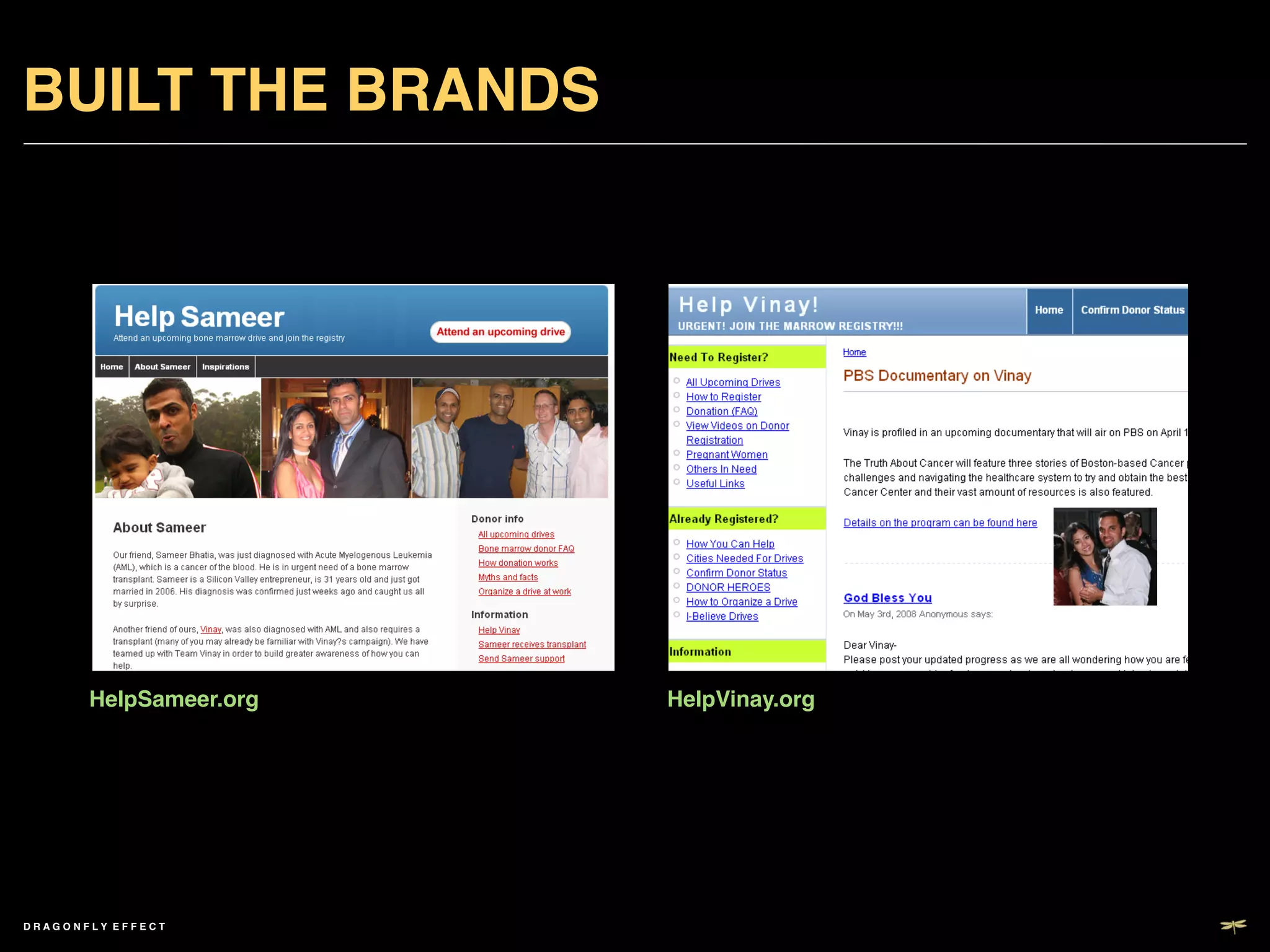 BUILT THE BRANDS!




       HelpSameer.org!   HelpVinay.org!




DRAGONFLY EFFECT   !
 