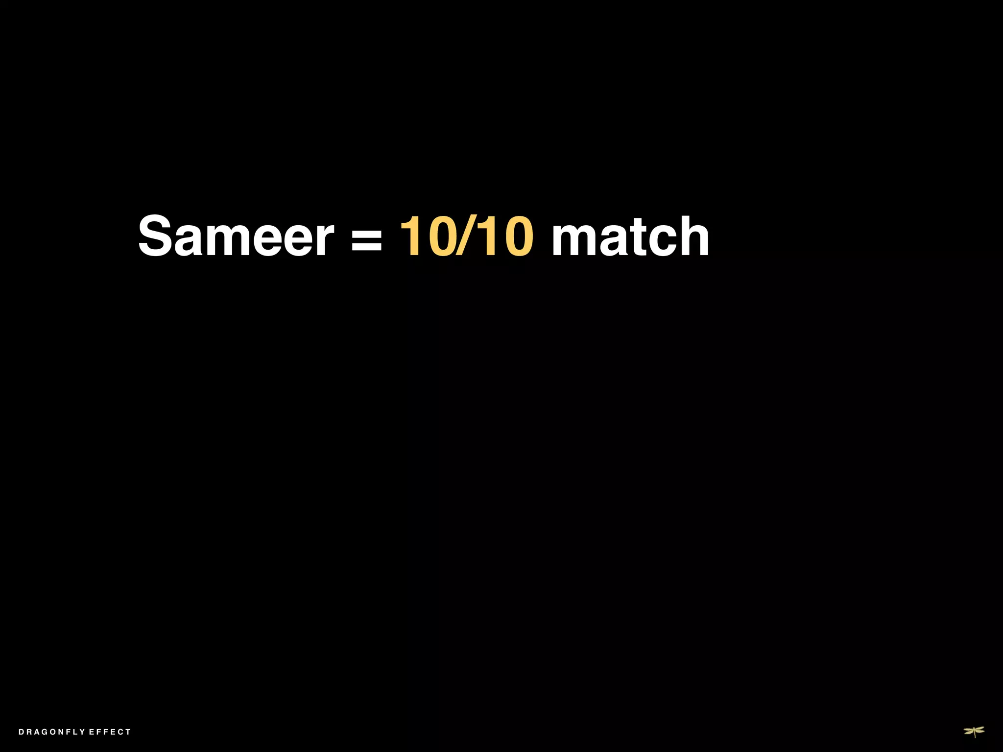 Sameer = 10/10 match!




DRAGONFLY EFFECT   !
 
