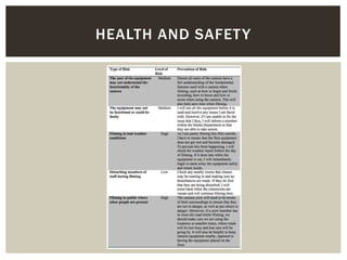HEALTH AND SAFETY
 