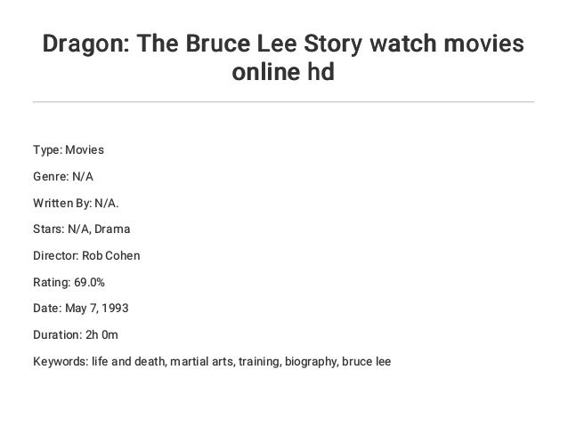 dragon the bruce lee story full movie online