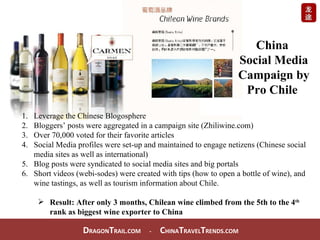 D RAGON T RAIL.COM  -  C HINA T RAVEL T RENDS.COM China  Social Media Campaign by Pro Chile  <ul><li>Leverage the Chinese ...