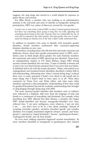 Drag Queens and Drag Kings: The Difference Gender Makes | PDF