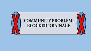 COMMUNITY PROBLEM:
BLOCKED DRAINAGE
 