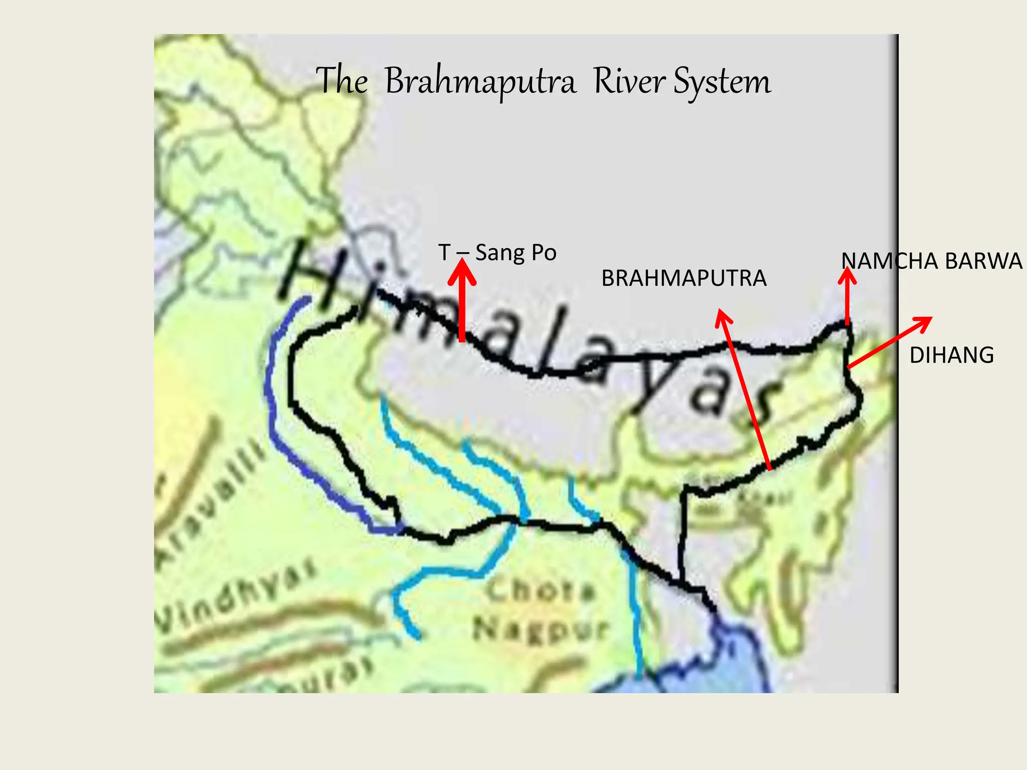 The Brahmaputra River System
T – Sang Po
BRAHMAPUTRA
NAMCHA BARWA
DIHANG
 