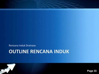 Powerpoint Templates 
Page 33 
Rencana Induk Drainase 
OUTLINE RENCANA INDUK 
 