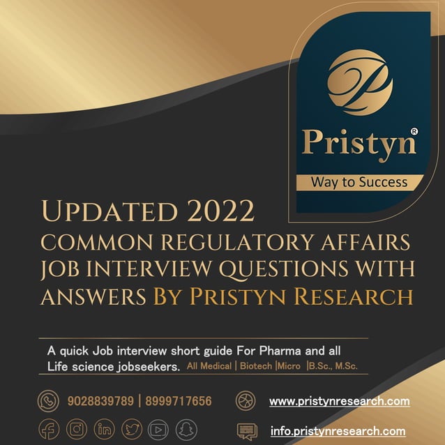 COMMON REGULATORY AFFAIRS JOB INTERVIEW QUESTIONS WITH ANSWERSUpdated