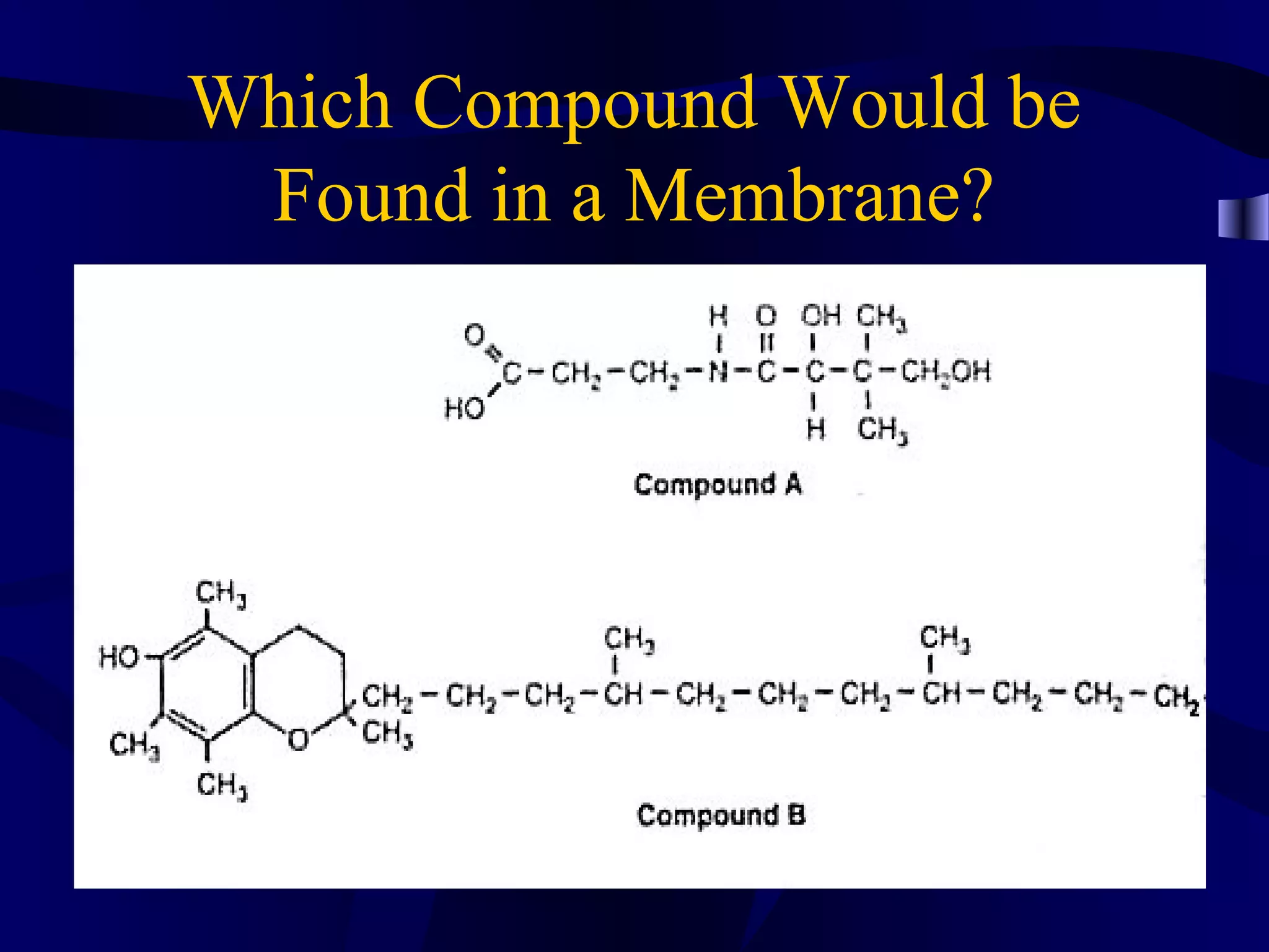 Which Compound Would be
Found in a Membrane?
 