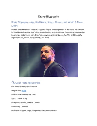 Drake Life Complete Biography The Celeb Post | PDF