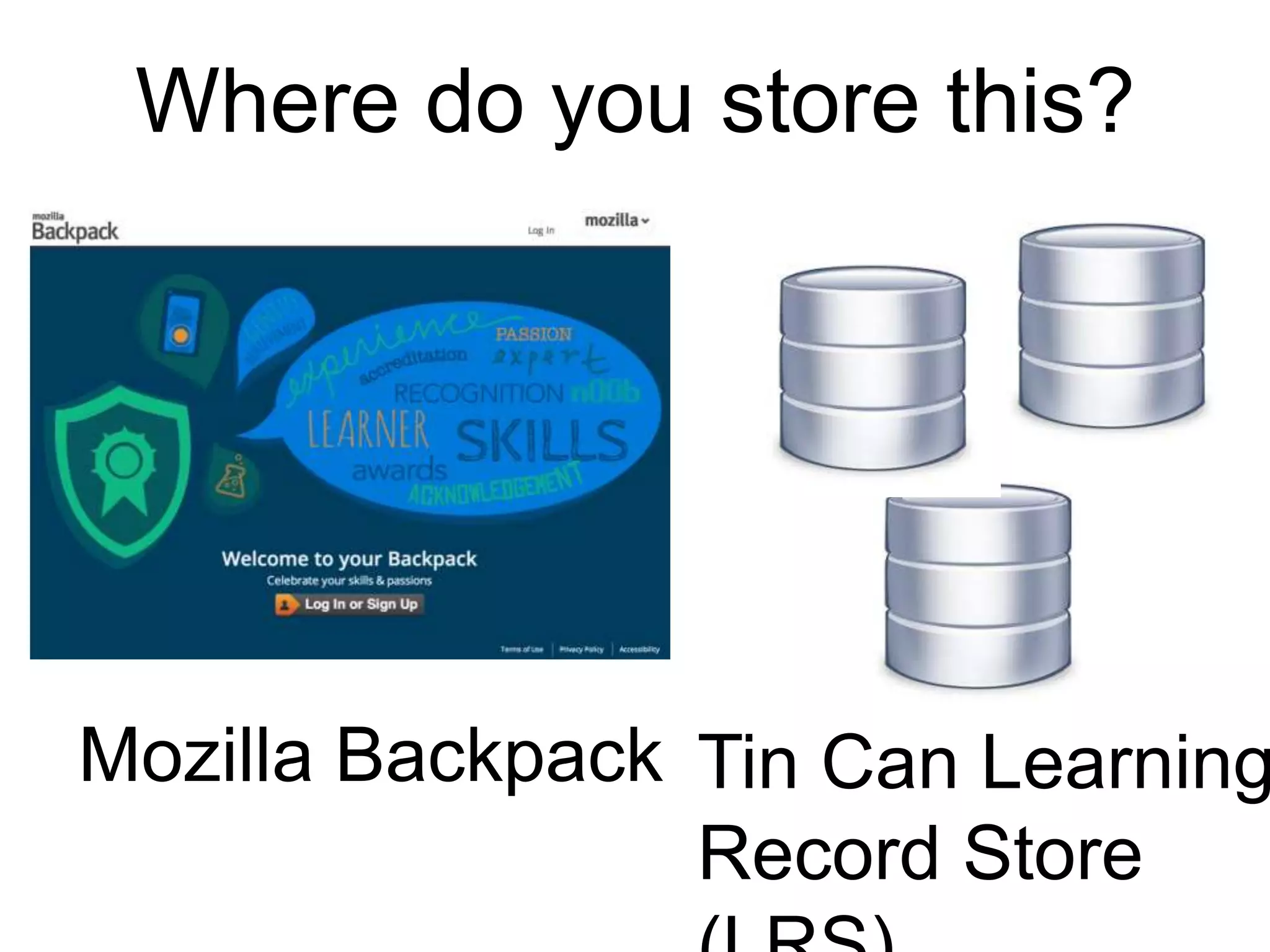 Where do you store this?

Mozilla Backpack Tin Can Learning
Record Store

 