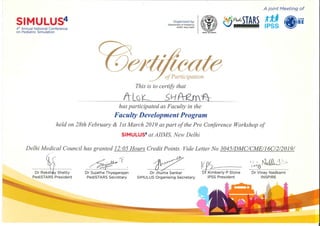 Dr alok sharma simulus conference 2019 certificates