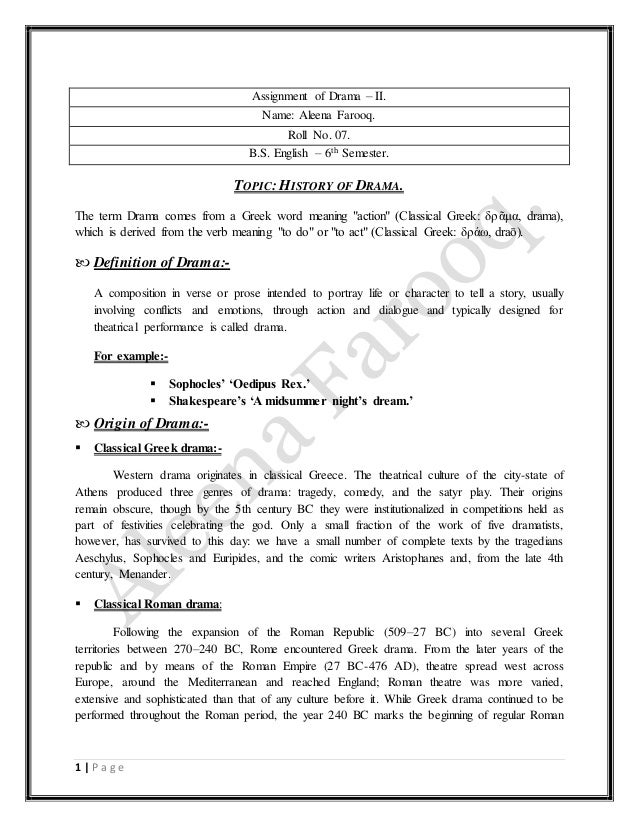 HISTORY and ORIGIN OF DRAMA.