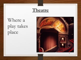 Theatre
Where a
play takes
place
19
 