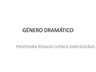 GÉNERO DRAMÁTICO
PROFESORA ROSALÍA CUENCA GARCIDUEÑAS
 