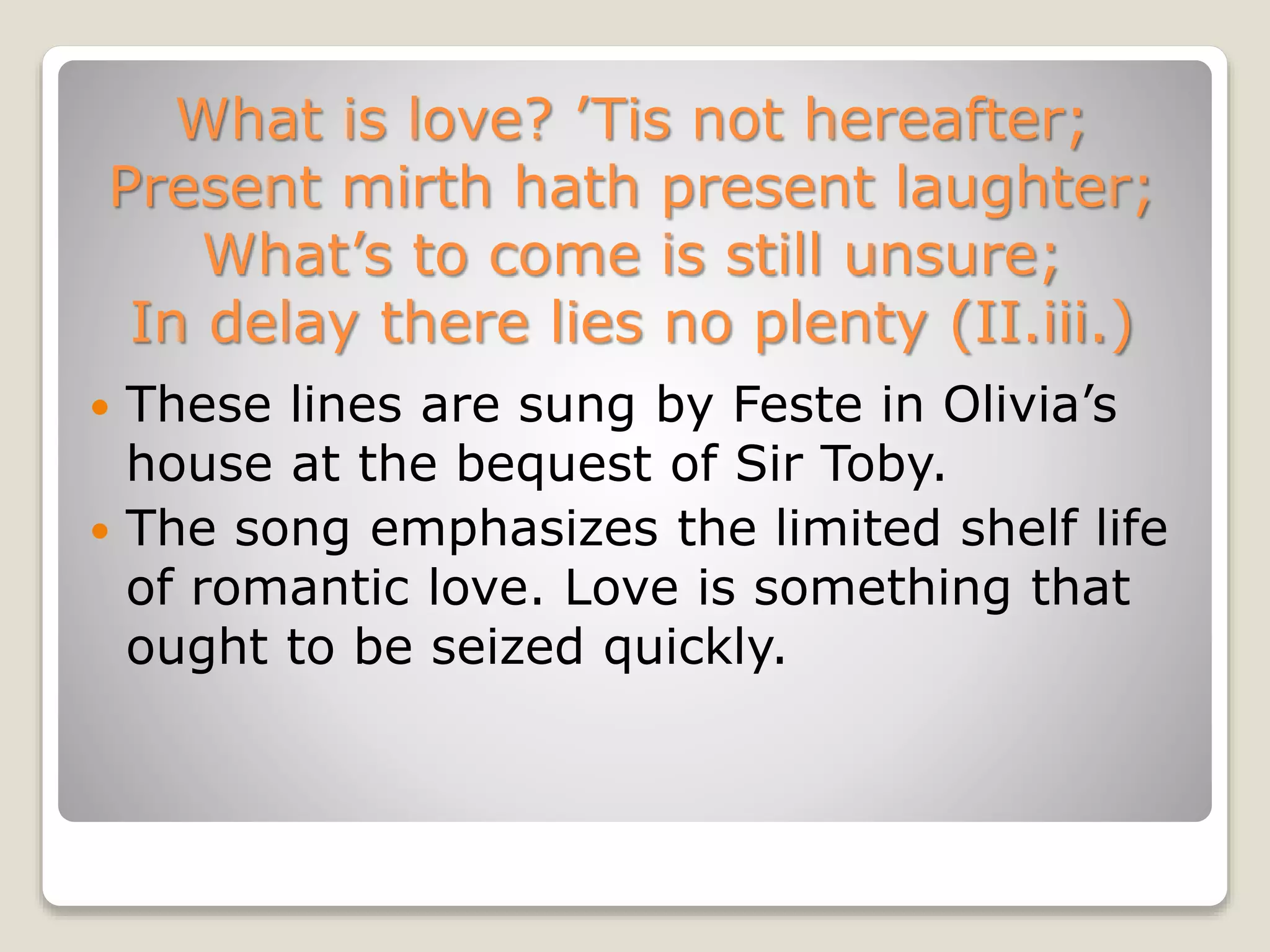 Desire and Love, Theme of Twelfth Night
