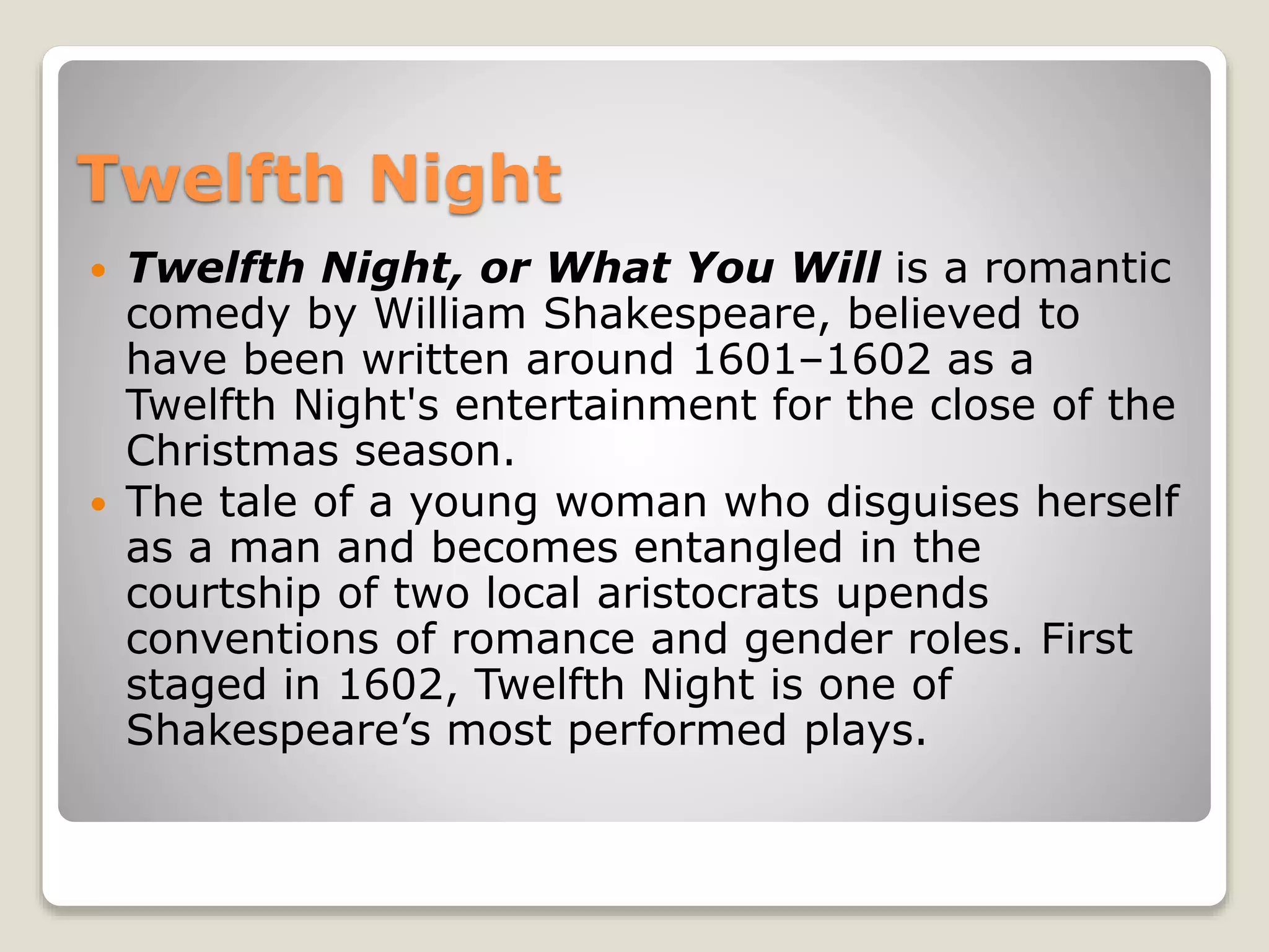Desire and Love, Theme of Twelfth Night