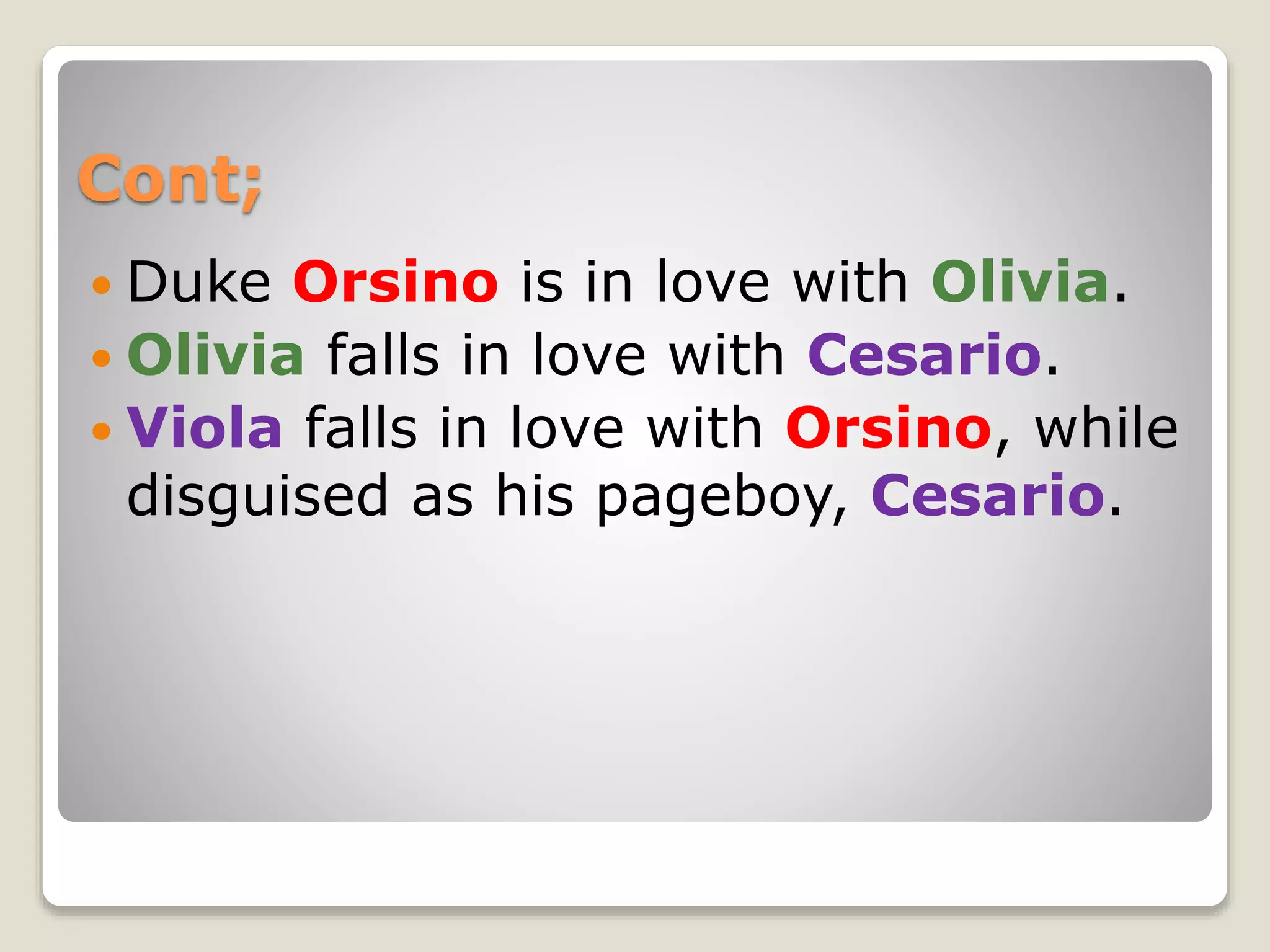 Desire and Love, Theme of Twelfth Night