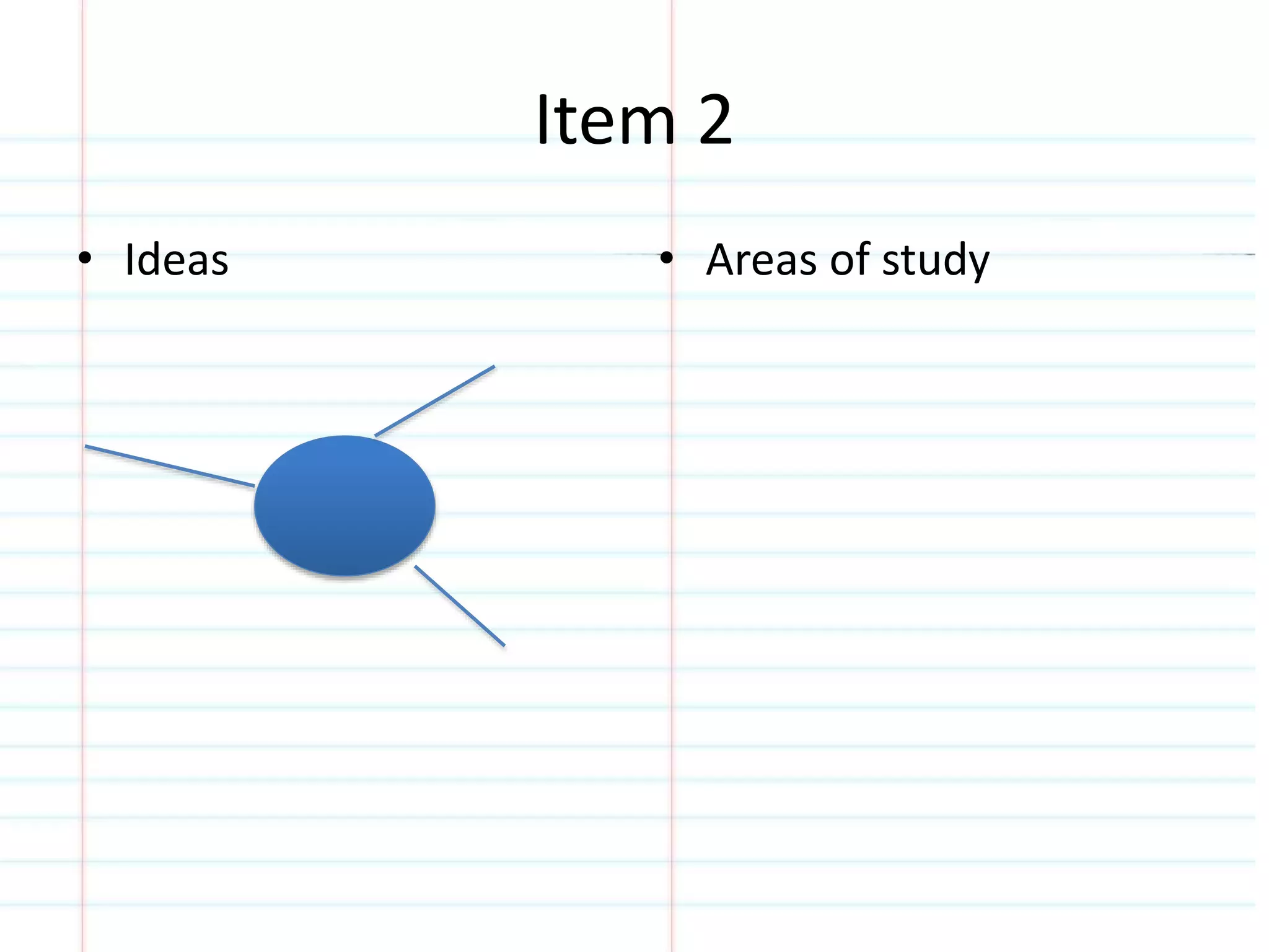 Item 2 
• Ideas • Areas of study 
 