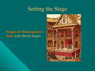 Setting the Stage Stages in Shakespeare’s time  were thrust stages. Rozi Khan GPGJC Swat 