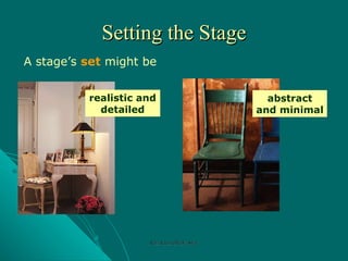 Setting the Stage A stage’s  set  might be realistic and detailed abstract and minimal Rozi Khan GPGJC Swat 