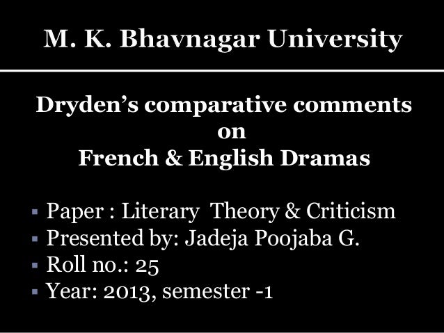 An essay of dramatic poesy dryden