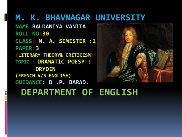 Essay on dramatic poesy assignment picture