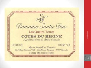 Blend, jaargangaanduiding
▪ Mengen om eenzelfde basissmaak te
verkrijgen
▪ Wat mengen?
▪ Jaargang
▪ Druivensoorten
▪ Cru’s (gemeente, streek, land …)
▪ Van 1 dimensionale blend naar 3-
dimensionale blend
Drankenleer 11
 