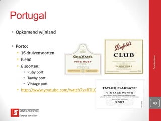 Frankrijk: Elzas
▪ Naamgeving: druivensoort, wijnbouwer
▪ Franse wijn met een Duitse slag
▪ Crémant d’Alsace
Drankenleer 43
 