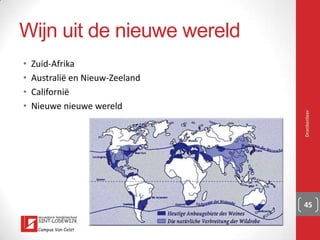 Frankrijk: Côtes-du-Rhône
▪ Naamgeving: streek
▪ Vooral rode
‘Côtes-du-Rhône’
▪ Châteauneuf-Du-Pape
Drankenleer 45
 