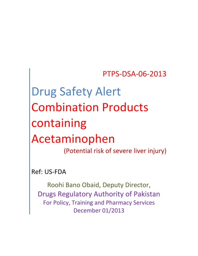 Drug Safety Alert 6 Acetaminophen PDF