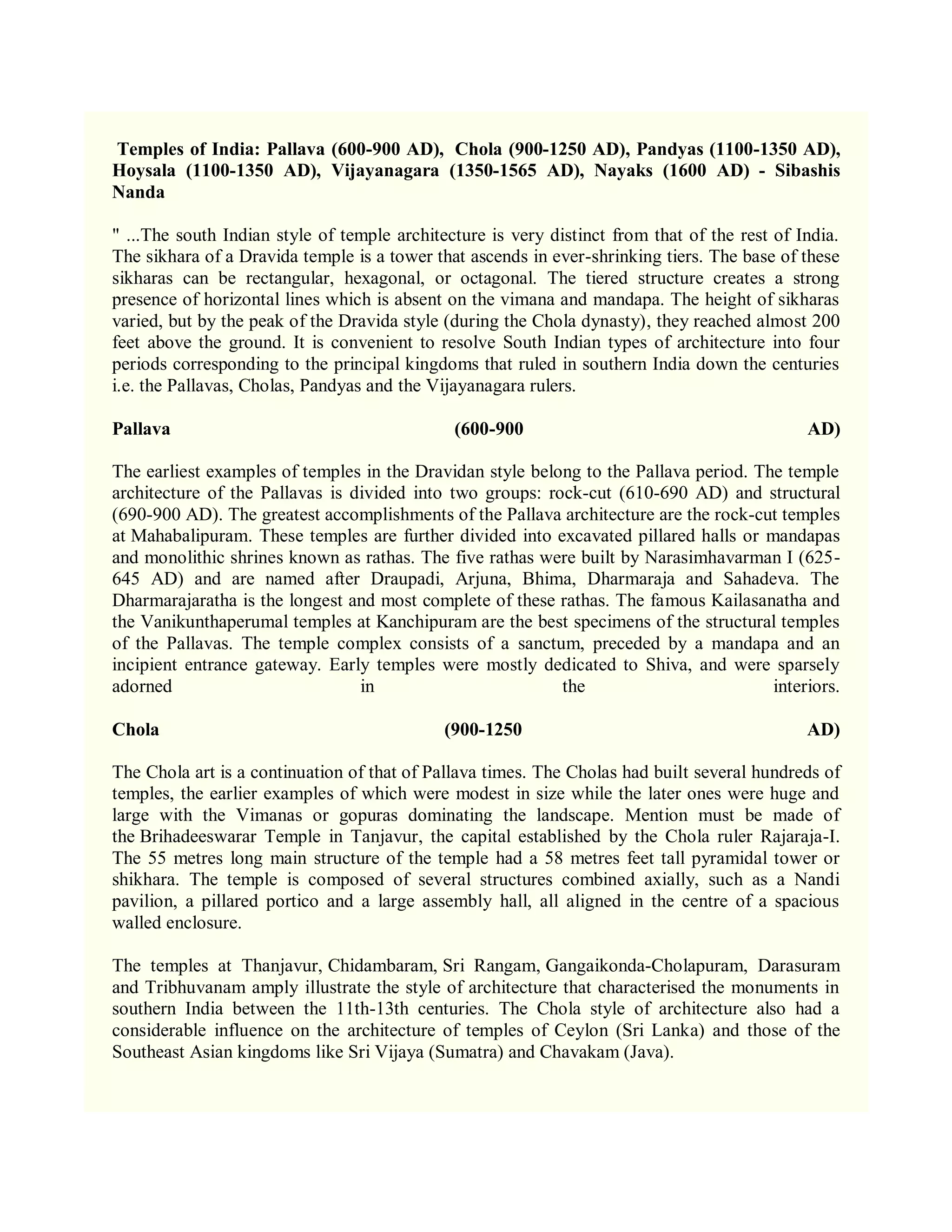 Temple Architecture-Dravidian