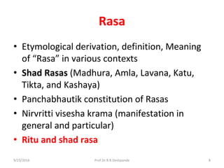 Shad Ritu Dravya guna vignyan syllabus PPT | PDF