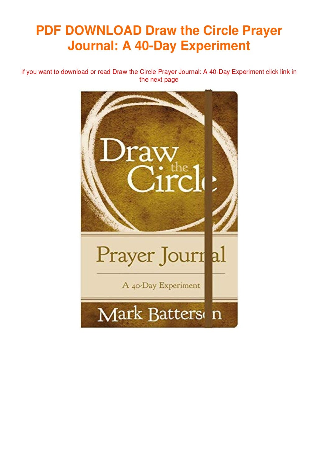 Draw the Circle Prayer Journal A 40Day Experiment full_acces