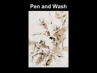 Figure 5.18, p.115:  GIOVANNI BATTISTA TIEPOLO.  Hagar and Ishmael in the Wilderness  (c. 1725–1735).  Pen, brush and brown ink, and wash, over sketch in black chalk. 16   1⁄2 ” x  11   1⁄8 ” . Pen and Wash 