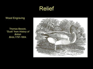 Relief Wood Engraving Thomas Bewick,   “Duck” from  History of British Birds, 1797-1804. 