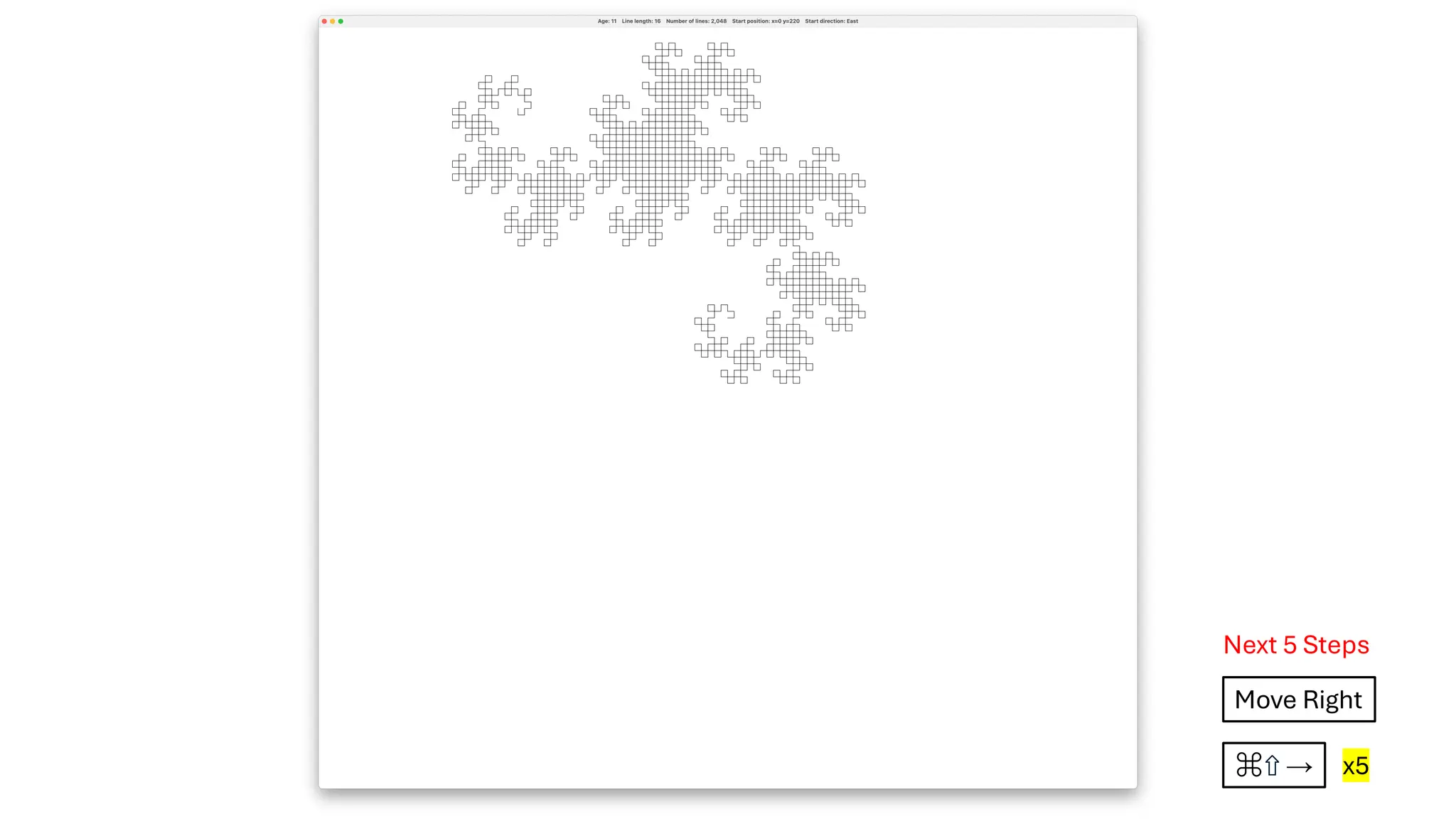 Next 5 Steps
Move Right
⌘⇧ → x5
 