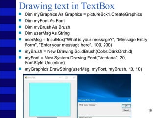 DrawingVb.net : using graphics in visual basic | PPT