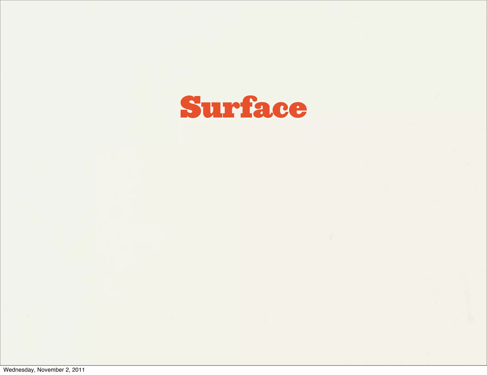 Surface




Wednesday, November 2, 2011
 
