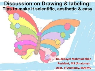 Discussion on Drawing & labeling:
Tips to make it scientific, aesthetic & easy
Dr. Zobayer Mahmud Khan
Resident, MS (Anatomy)
Dept. of Anatomy, BSMMU
 