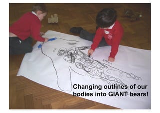 Changing outlines of our
bodies into GIANT bears!
 