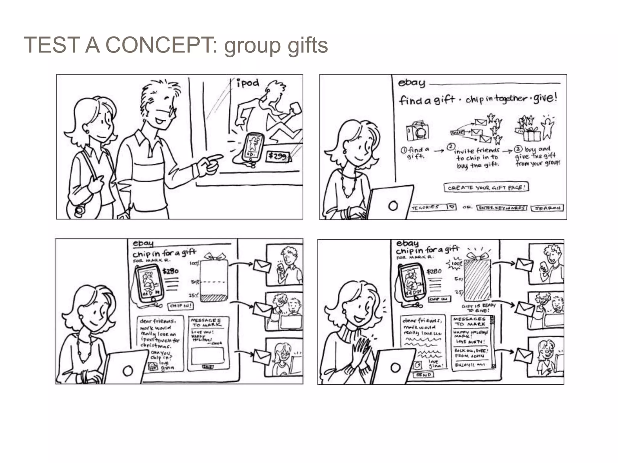 TEST A CONCEPT: group gifts
PICTURES > WORDS: STORYBOARDING AT EBAY 28
 