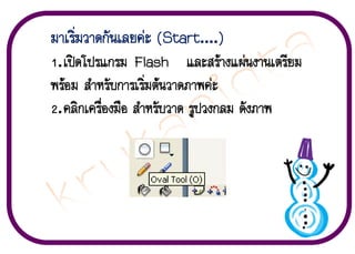 ÁÒàÃÔèÁÇÒ´¡Ñ¹àÅÂ¤‹Ð (Start....)
1. à»´â»Ãá¡ÃÁ Flash áÅÐÊÃŒÒ§á¼‹¹§Ò¹àµÃÕÂÁ
¾ÃŒÍÁ ÊíÒËÃÑº¡ÒÃàÃÔèÁµŒ¹ÇÒ´ÀÒ¾¤‹Ð
2. ¤ÅÔ¡à¤Ã×èÍ§Á×Í ÊíÒËÃÑºÇÒ´ ÃÙ»Ç§¡ÅÁ ´Ñ§ÀÒ¾

 