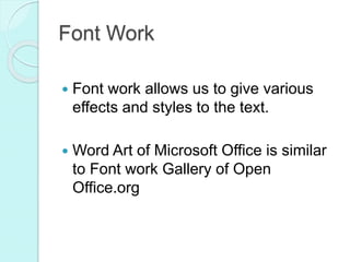 Fontwork Word Drawing Toolbar & Fontwork in Open Office Impress | PPTX