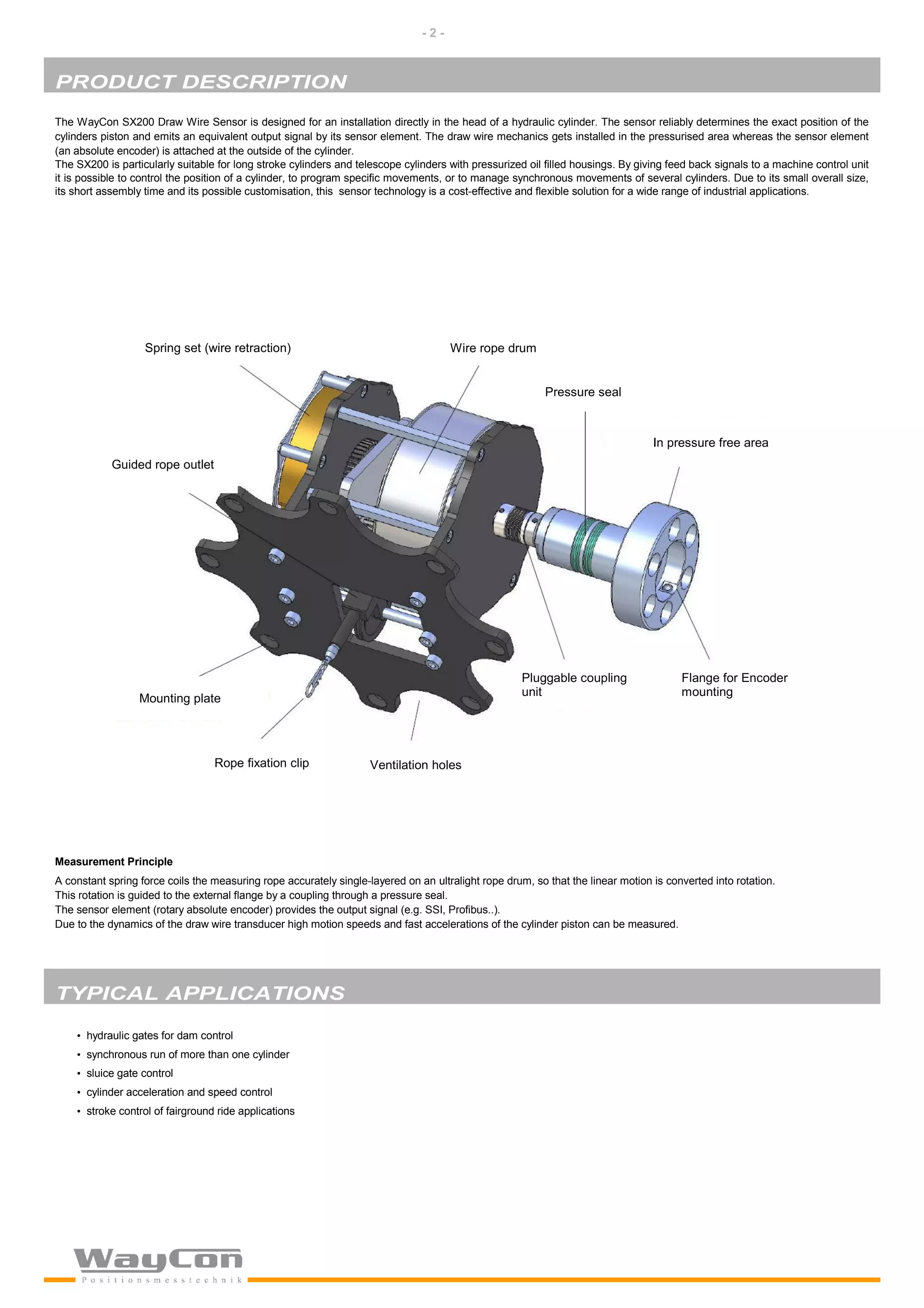 Draw wire sensor Series SX200 | PDF